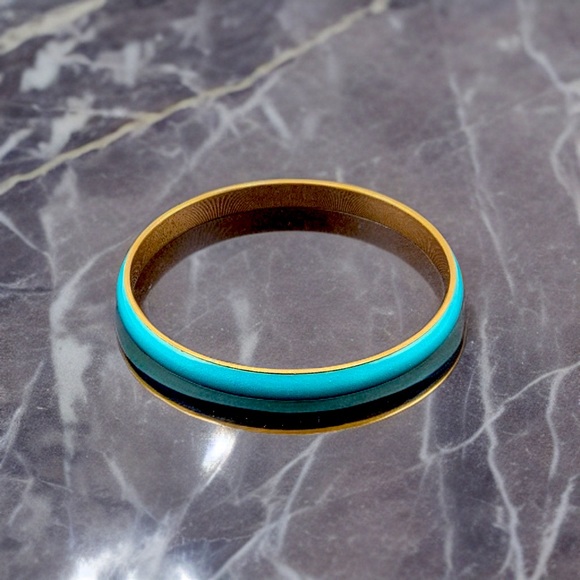 Vintage Matisse Renoir Copper Turquoise Enamel Bangle Bracelet - Picture 3 of 6